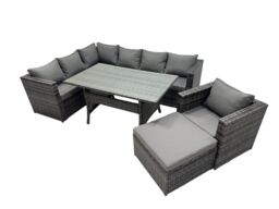 Fimous Outdoor PE Rattan Sofa Set with with Chair Big Stool in Dark Grey - thumbnail 1