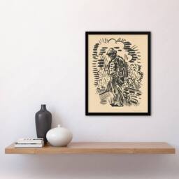 Artery8 Guilt Ink Drawing Arnold Weisz Kubincan Framed Wall Art Print in Beige - Size: A3 - thumbnail 2