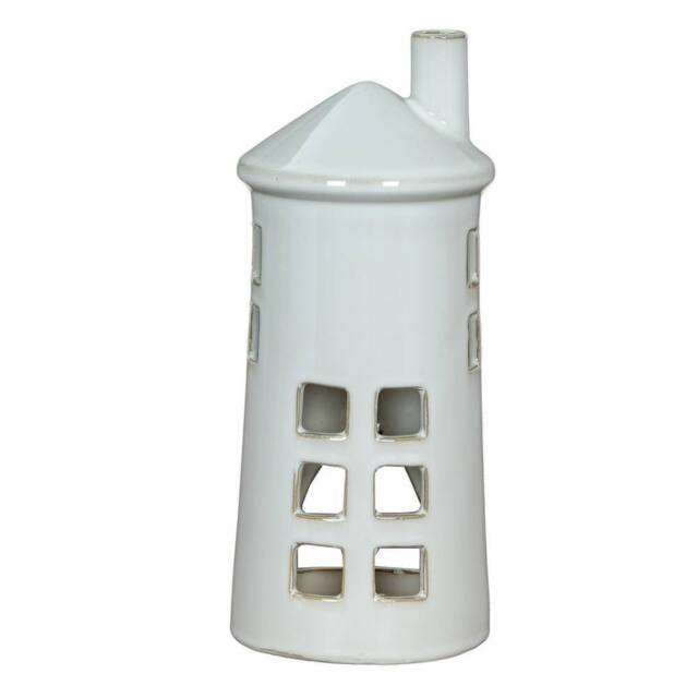 Lemon Pavilion Furniture and Decor Rhea Large Lighthouse Tealight Candle Holder - L11xW11xH28 cm - White