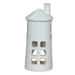 Lemon Pavilion Furniture and Decor Rhea Large Lighthouse Tealight Candle Holder - L11xW11xH28 cm - White - thumbnail 1