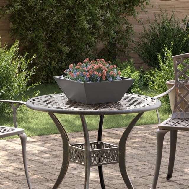 Berkfield Home Garden Bowl Planter Black 40x40x15 cm Steel - Size: 40 x 40 x 15 cm - image 1