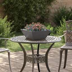 Berkfield Home Garden Bowl Planter Black 40x40x15 cm Steel - Size: 40 x 40 x 15 cm - thumbnail 1