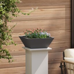 Berkfield Home Garden Bowl Planter Black 40x40x15 cm Steel - Size: 40 x 40 x 15 cm - thumbnail 4