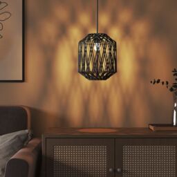 Berkfield Home Lamp Shade Black √ò23x28 cm Iron & Paper - Size: 23x28 cm - thumbnail 5