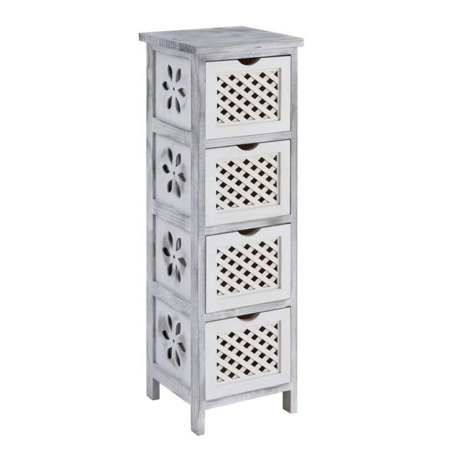 LIVIVO Minerva 4 Drawer Chest of Drawers Grey White Small Bedroom Storage Unit Rustic Scandi Drawer Cabinet - image 1