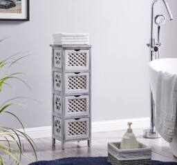 LIVIVO Minerva 4 Drawer Chest of Drawers Grey White Small Bedroom Storage Unit Rustic Scandi Drawer Cabinet - thumbnail 5