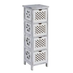 LIVIVO Minerva 4 Drawer Chest of Drawers Grey White Small Bedroom Storage Unit Rustic Scandi Drawer Cabinet - thumbnail 1
