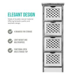 LIVIVO Minerva 4 Drawer Chest of Drawers Grey White Small Bedroom Storage Unit Rustic Scandi Drawer Cabinet - thumbnail 3