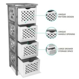 LIVIVO Minerva 4 Drawer Chest of Drawers Grey White Small Bedroom Storage Unit Rustic Scandi Drawer Cabinet - thumbnail 4