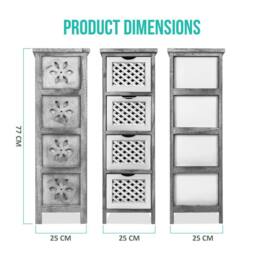 LIVIVO Minerva 4 Drawer Chest of Drawers Grey White Small Bedroom Storage Unit Rustic Scandi Drawer Cabinet - thumbnail 6