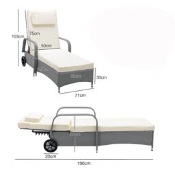 MCC Direct Rattan Sun Lounger Bed with Reclining function Garden & Outdoor in Black - Size: 1 Pack - thumbnail 6
