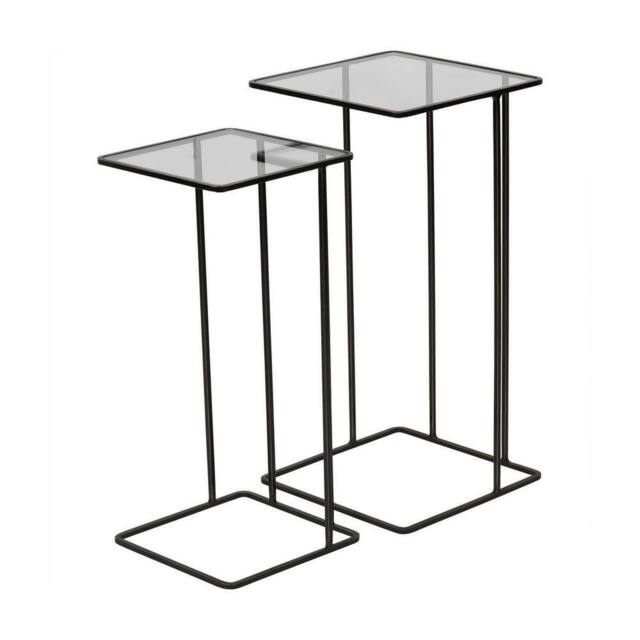 The Libra Company Salzburg Side Tables (Set of 2) - Iron/Glass - L31 x W31 x H61 cm in Bronze - image 1