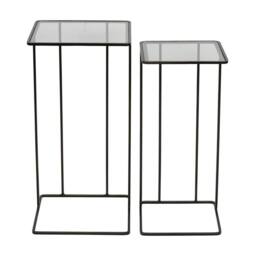The Libra Company Salzburg Side Tables (Set of 2) - Iron/Glass - L31 x W31 x H61 cm in Bronze - thumbnail 2