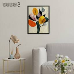 "Artery8 Abstract Flower Bouquet Floral Framed Canvas Wall Art Print - Size: W12"" x H16""" - thumbnail 3