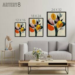 "Artery8 Abstract Flower Bouquet Floral Framed Canvas Wall Art Print - Size: W12"" x H16""" - thumbnail 4