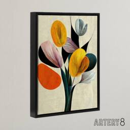 "Artery8 Abstract Flower Bouquet Floral Framed Canvas Wall Art Print - Size: W12"" x H16""" - thumbnail 2