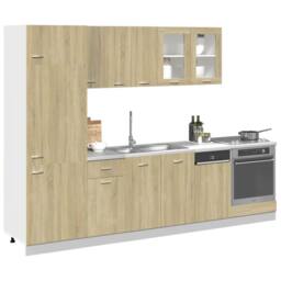 Berkfield Home 8 Piece Kitchen Cabinet Set Lyon Sonoma Oak Engineered Wood in Brown - thumbnail 3
