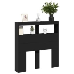 Berkfield Home Headboard Cabinet with LED Black 100x17x102 cm - Size: 100 x 17 x 102 cm - thumbnail 5