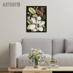 "Artery8 Laurel Tree Magnolia Altissima Flower Catesby Framed Canvas Wall Art - Size: W12"" x H16""" - thumbnail 3