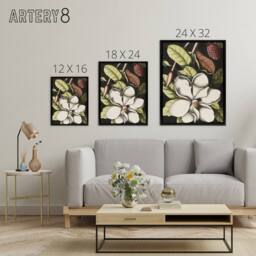 "Artery8 Laurel Tree Magnolia Altissima Flower Catesby Framed Canvas Wall Art - Size: W12"" x H16""" - thumbnail 4