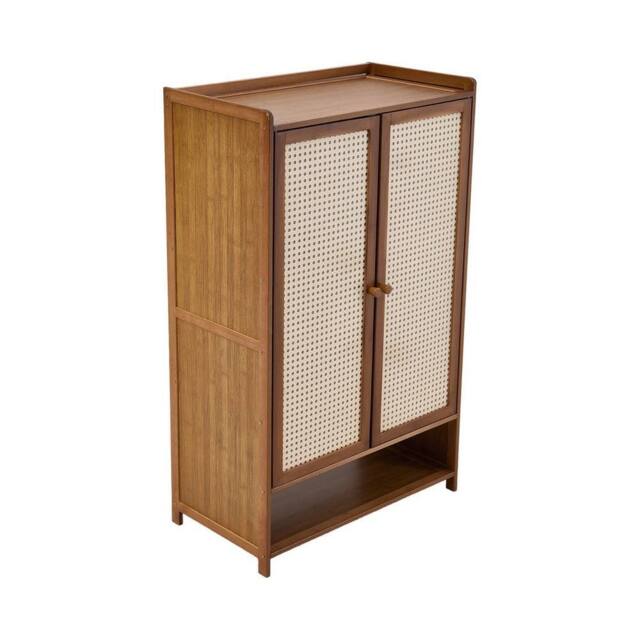 KORVIXA 7 Tier Shoe Cabinet Storage Organizer with 2 Doors in Natural - Size: 100 cm x 100 cm - image 1