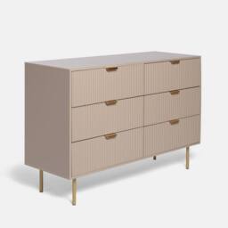 OHS Ribbed 6 Drawer Cabinet Chest of Drawers Sideboard in Natural - thumbnail 4
