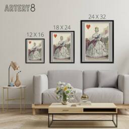 "Artery8 E Le Tellier Victoria Queen of Hearts Card Design Framed Canvas Art - Size: W12"" x H16""" - thumbnail 4