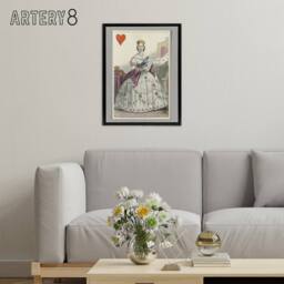"Artery8 E Le Tellier Victoria Queen of Hearts Card Design Framed Canvas Art - Size: W12"" x H16""" - thumbnail 3