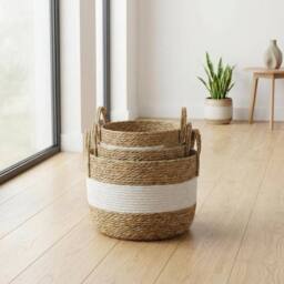 Garden Greatness Trio Natural Seagrass Storage Baskets in Beige - thumbnail 2