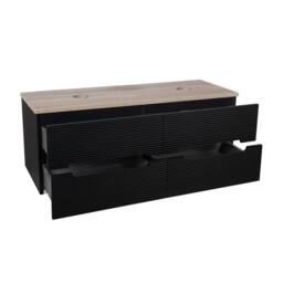 Bathroom Kingdom Monza Black & Oak Fluted Wall Hung Vanity Basin 1200mm - thumbnail 2