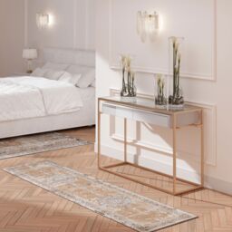 Kukoon Warm Beige Distressed Traditional Medallion Bordered Rug - Size: 80 cm x 150 cm - thumbnail 4