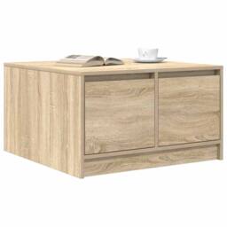 Berkfield Home Coffee Table with Drawers Sonoma Oak 70.5x70x40 cm in Light Brown - thumbnail 4