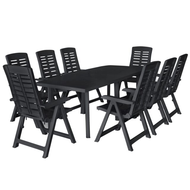 Berkfield Home 9 Piece Outdoor Dining Set Plastic Anthracite in Black - image 1