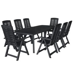 Berkfield Home 9 Piece Outdoor Dining Set Plastic Anthracite in Black - thumbnail 1