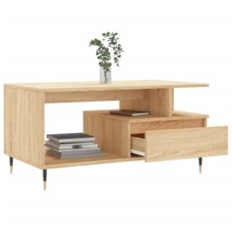 Berkfield Home Coffee Table Sonoma Oak 90x49x45 cm Engineered Wood in Brown - Size: 90 x 49 x 45 cm - thumbnail 4