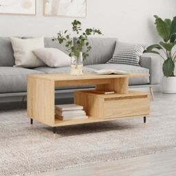 Berkfield Home Coffee Table Sonoma Oak 90x49x45 cm Engineered Wood in Brown - Size: 90 x 49 x 45 cm - thumbnail 1