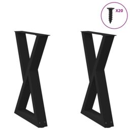 Berkfield Home Dining Table Legs 2 pcs Black 60x(72-73.3) cm Steel - thumbnail 1