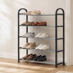 Kelvenix Black 5 Tier Metal Shoe Rack Heavy Duty - Size: 0.6m2 - thumbnail 3