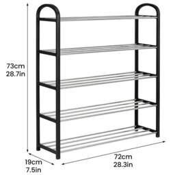 Kelvenix Black 5 Tier Metal Shoe Rack Heavy Duty - Size: 0.6m2 - thumbnail 2