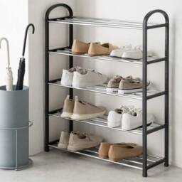 Kelvenix Black 5 Tier Metal Shoe Rack Heavy Duty - Size: 0.6m2 - thumbnail 5