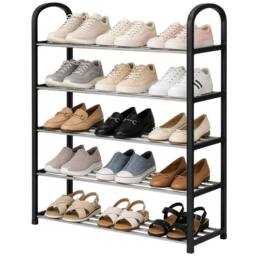 Kelvenix Black 5 Tier Metal Shoe Rack Heavy Duty - Size: 0.6m2