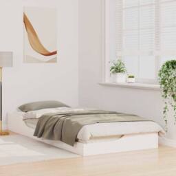Berkfield Home Modern Floor Bed Frame White 100 x 210 cm Wood - thumbnail 4