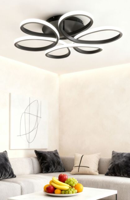 Living and Home Modern Artistic Circular Rings LED Flush Mount Ceiling Light in Black - image 1