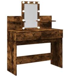 Berkfield Home Beautiful Dressing Table with LED Smoked Oak 100x40x130 cm in Brown - Size: 100 x 40 x 130 cm - thumbnail 8