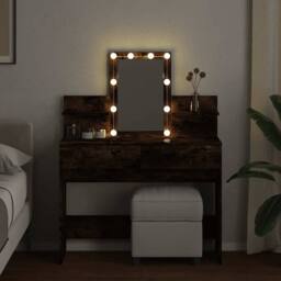 Berkfield Home Beautiful Dressing Table with LED Smoked Oak 100x40x130 cm in Brown - Size: 100 x 40 x 130 cm - thumbnail 1