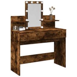 Berkfield Home Beautiful Dressing Table with LED Smoked Oak 100x40x130 cm in Brown - Size: 100 x 40 x 130 cm - thumbnail 4