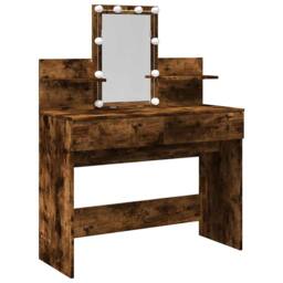 Berkfield Home Beautiful Dressing Table with LED Smoked Oak 100x40x130 cm in Brown - Size: 100 x 40 x 130 cm - thumbnail 3