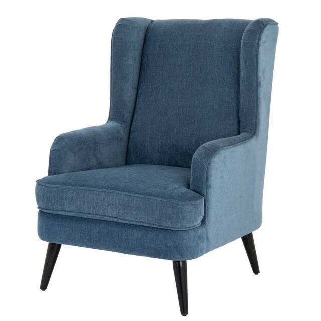 Lemon Pavilion Furniture and Decor Vellis Wingback Occasional Armchair - Metal - L84xW76xH101 cm - Blue