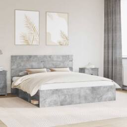 Berkfield Home Bed Frame with Headboard Concerte 180 x 200 cm Solid Pine Wood in Grey - thumbnail 1