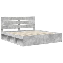 Berkfield Home Bed Frame with Headboard Concerte 180 x 200 cm Solid Pine Wood in Grey - thumbnail 4